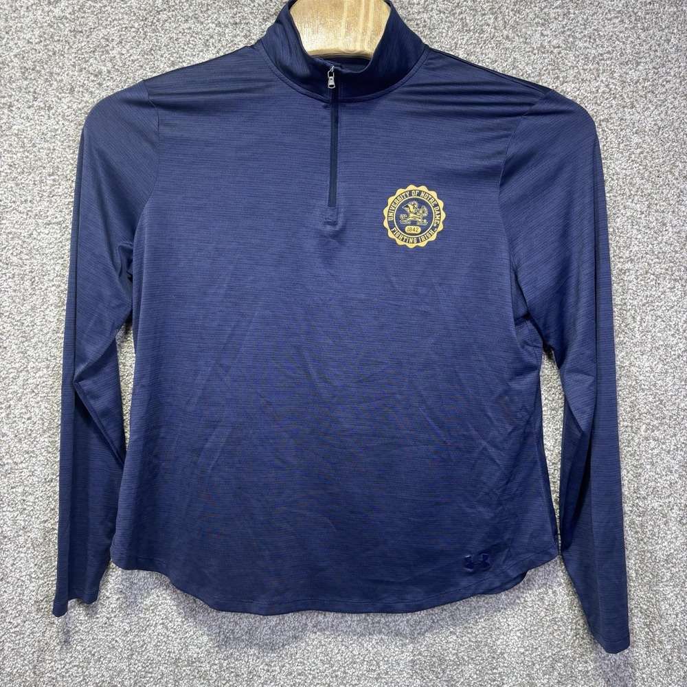 Notre‎ Dame Fighting Irish Shirt Mens 2XL Blue Football Under Armour Quarter Zip